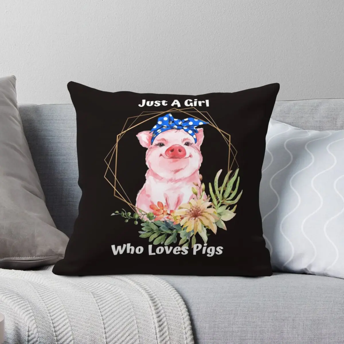 

Just A Girl Who Loves Pigs Square Pillowcase Polyester Linen Velvet Pattern Zip Decor Bed Cushion Cover 18"