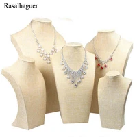 luxury yellow linen jewelry model bust show exhibitor 5 sizes option display necklace pendants mannequin jewelry stand organizer
