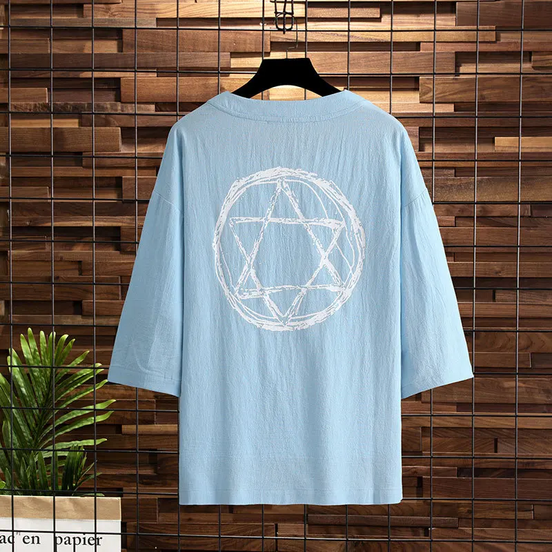 

Short-sleeved 2021 New Seven-point Sleeve T-shirt Male Tide Brand Large Size 8XL Half-sleeved Fat Loose Round Neck Top Clothes