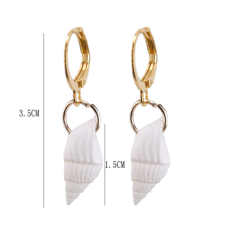 

2021 New Fashion Minimalist Shell Hoop Earrings For Women 3.5cm Gold Silver Color Small Hoop Earrings With Natural Shell Charm