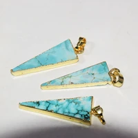 gold plating long green stone pendant for women 2021 triangle howlite stripe turquoises jewelry healing gem stones accessories