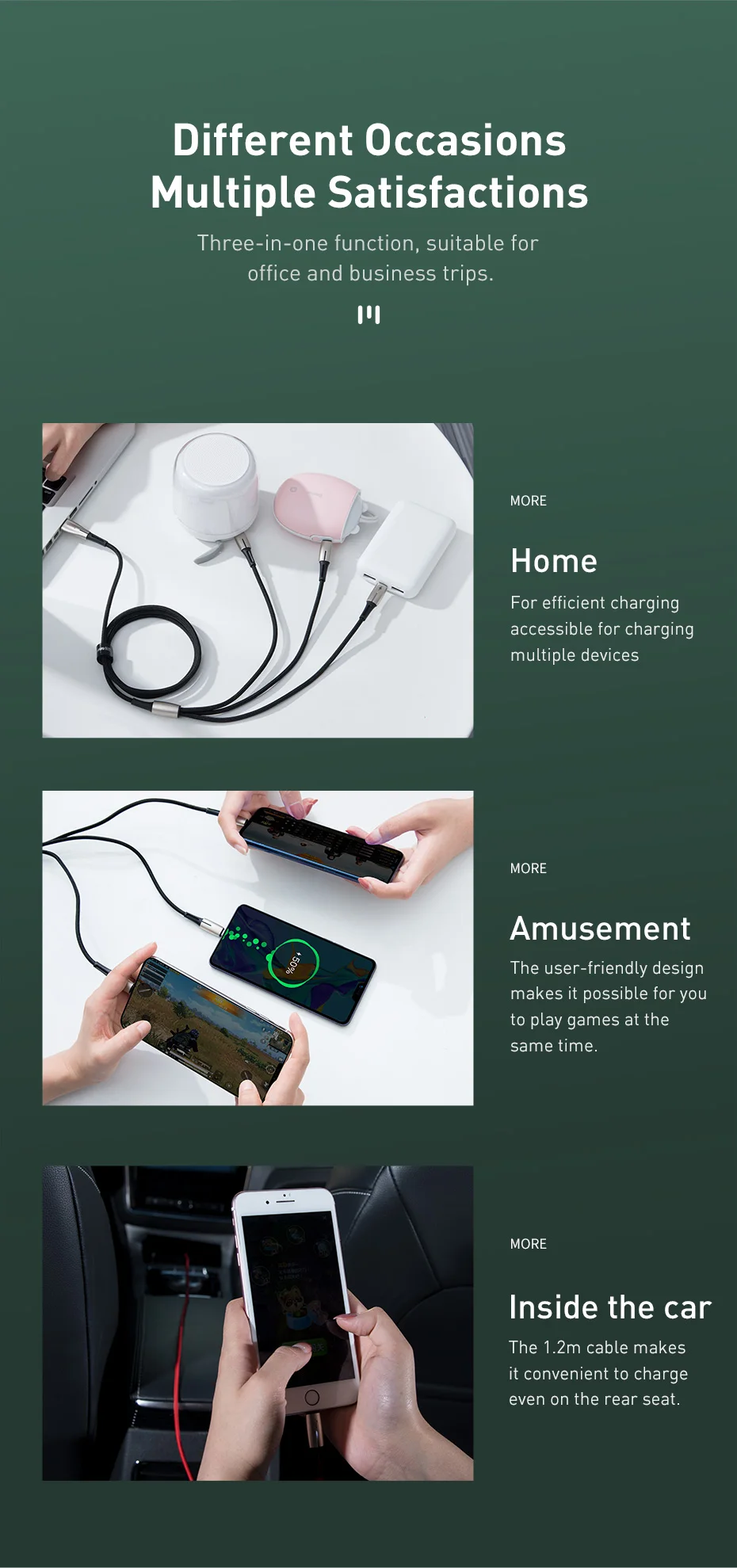 Baseus USB кабель 3 в 1 usb type C кабель для samsung S10 iPhone XR XS Max 11 USB зарядное устройство светодиодный кабель Micro USB зарядное устройство Шнур