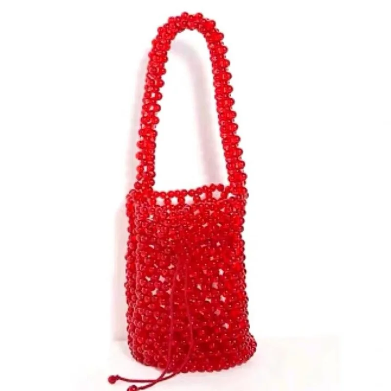

Famous Luxury Brand 2021 New Fashion Ladies Hollow Red Beaded Handbag All-match Cross Body Shoulder Bag Sac De Luxe Femme Marque