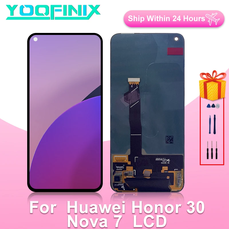 Repuesto de pantalla LCD para m&oacute;vil, piezas de repuesto de Digitalizador de pantalla t&aacute;ctil de 6,53 pulgadas para Huawei Honor 30, NOVA 7, BMH-AN10-0