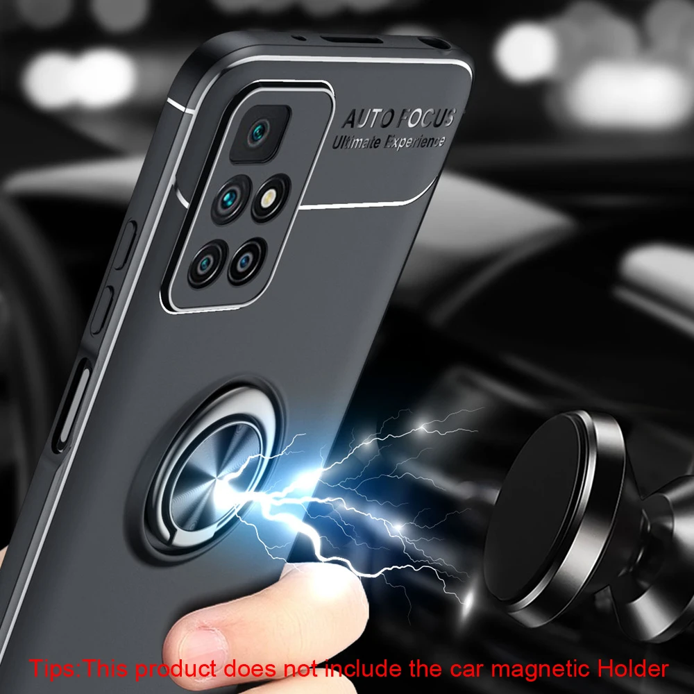 KEYSION Shockproof Case for Redmi 10 Prime Note 10 Pro 10T 5G Silicone Ring Stand Phone Back Cover for Xiaomi POCO X3 GT F3 GT