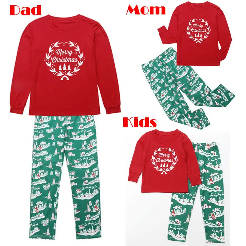 Рождественский родитель набор одежды для ребенка 2019 г. Новогодняя красная