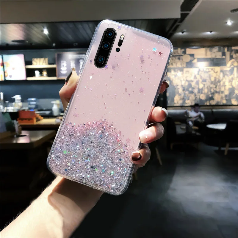 pink YBD мягкий Блестящий Звездный чехол для телефона для samsung Galaxy Note 10 10 pro s9 s8 plus note 8 9 s10 plus A50 A70 A40 чехол Fundas - Цвет: pink