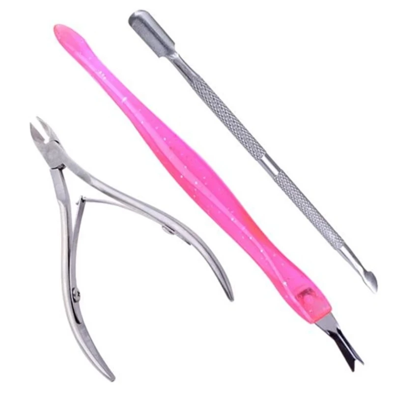 

3pcs/Set Nail Polish Tools Nail Cuticle Nipper Tool Spoon Pusher Remover Cutter J78D
