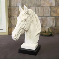 abstract white horse head sculpture animal resin statue modern home decorative geometric resin ornaments horse riding gift