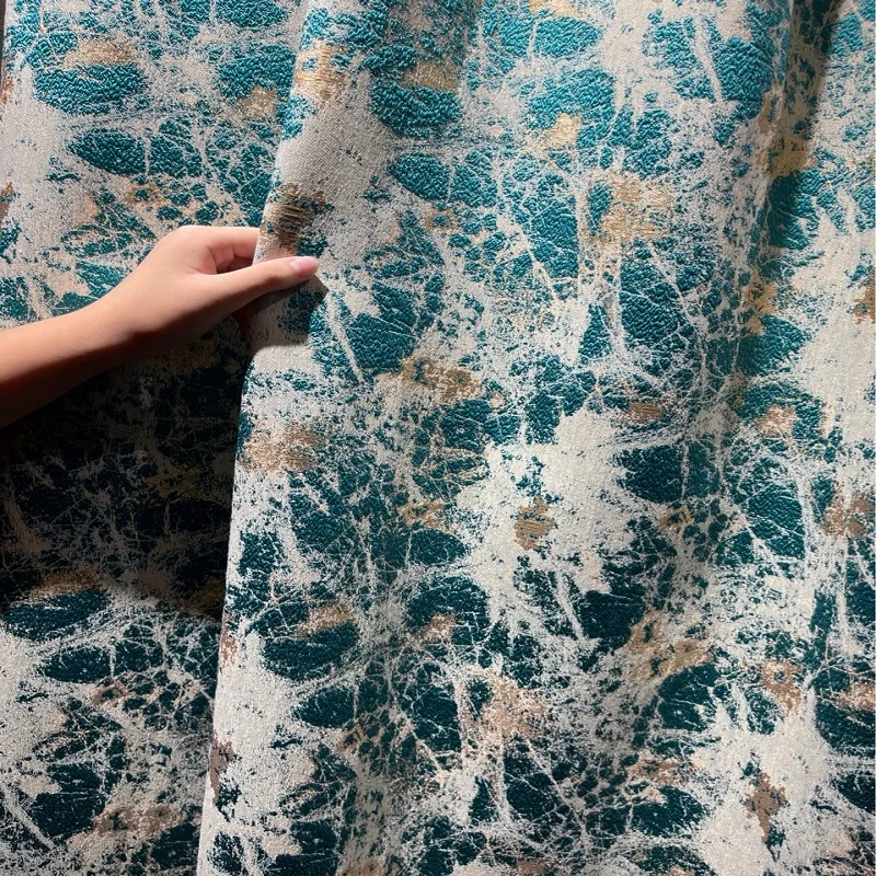 

Nordic High-end Curtain Modern Simple Curtains High Precision Jacquard Amber Blue Shading Curtains for Living Room Bedroom