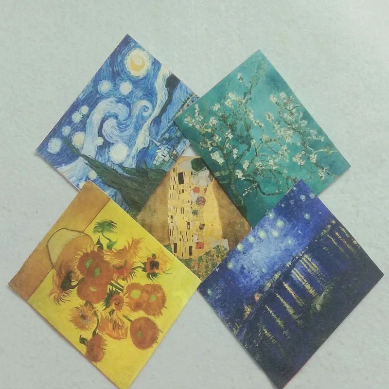 Красивые 5 шт. известная картина маслом с принтом хлопковая холщовая ткань