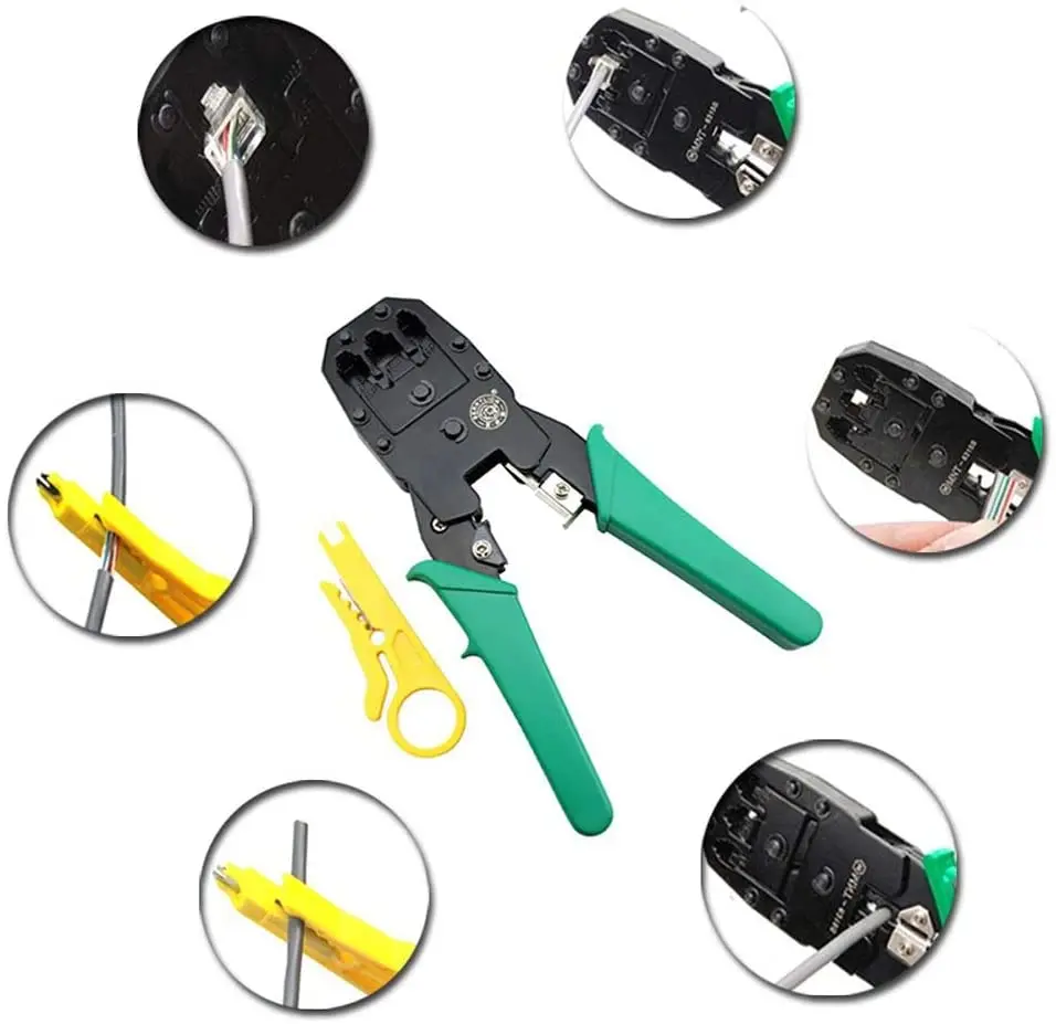 

Zeadow Ethernet Network RJ45 CAT5e CAT6 CAT7 RJ11 RJ12 Crimping Tool Wire Stripper Cutter Cable Crimper
