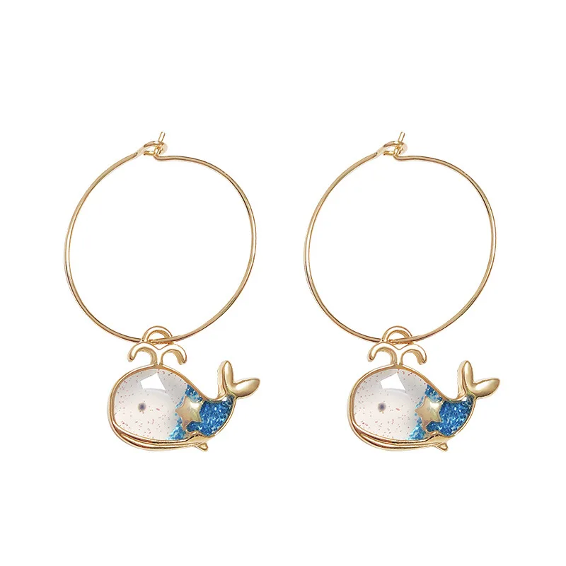 

S925 Silver Needle Geometric Metal Hanging Earring Women's Cool Style Lighter Fashion Dolphin Personalized Design Sense Accesori