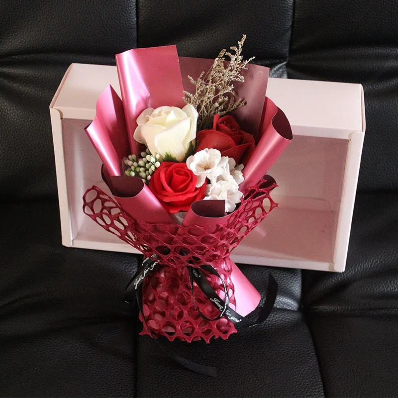 

Креативные ароматизированные Искусственные цветы мыла, букет розы, Подарочная коробка, имитация розы, свадьба, день Святого Валентина, пода...