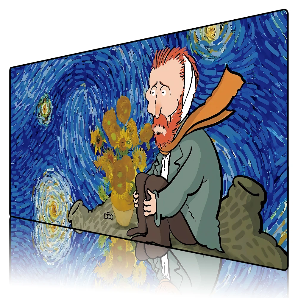 

Computer mouse pad game MousePad big mouse pad Gamer Mause carpet PC desktop pad keyboard pad Van Gogh Series Exquisite seaming
