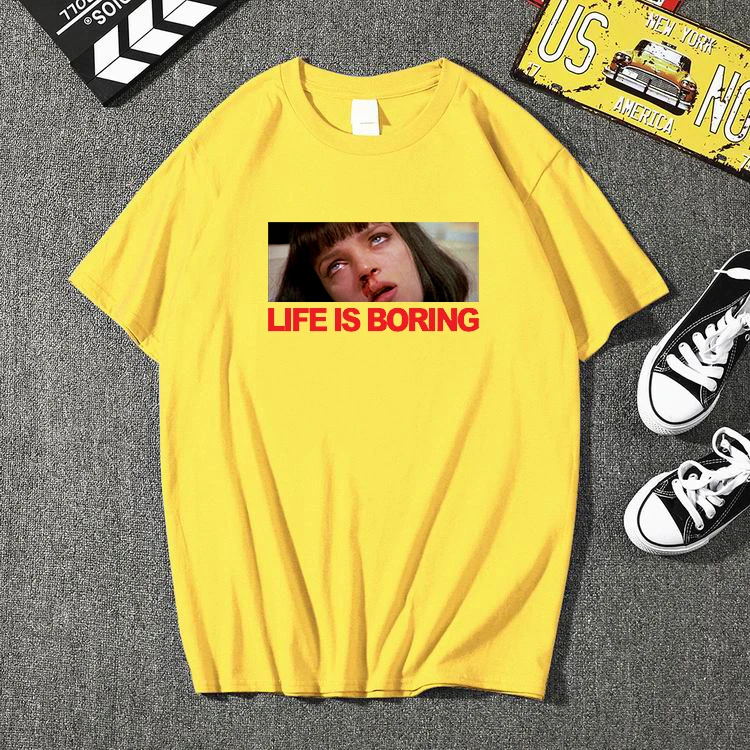 Футболка мужская с надписью Life is Boring брендовая тенниска коротким рукавом модная