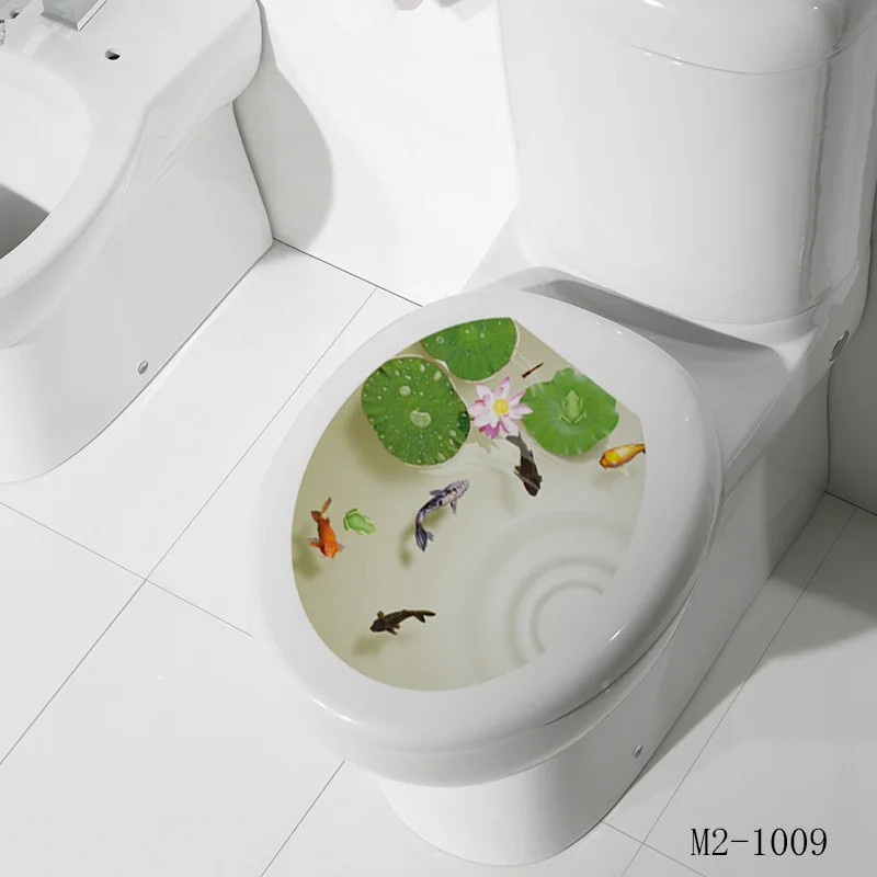 WC напольный унитаз крышка стикер туалетный табурет наклейка на комод домашний декор украшения для ванной комнаты 3D Печатный Цветок вид 32*39 см стикер - Цвет: 14