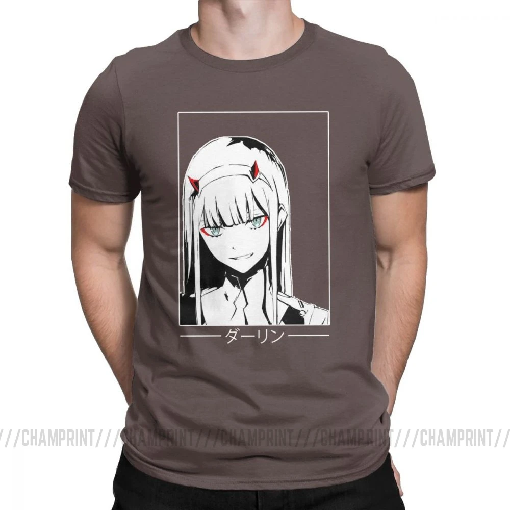 Коричневый Крутая футболка Zero Two Darling In The Franxx Movie, футболка для мужчин, хлопок, футболки смешного размера плюс, топы, Новое поступление одежда - Цвет: Коричневый