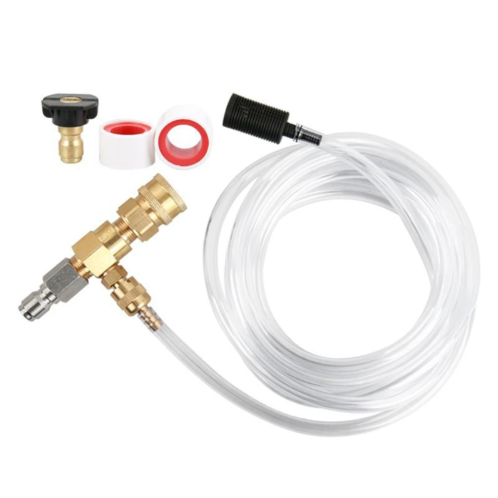 High Power Washer Pressure Washer Gun Soap Detergent Injector Chemical 3/8 Quick Release Washing Fluid Mixer With 5m Tube (White
