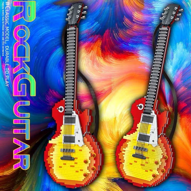

MOC Famous Musical Instrument Building Block Technical DIY Guitar Model Assembling Children Brick Toys for Boy Birthday Gifts