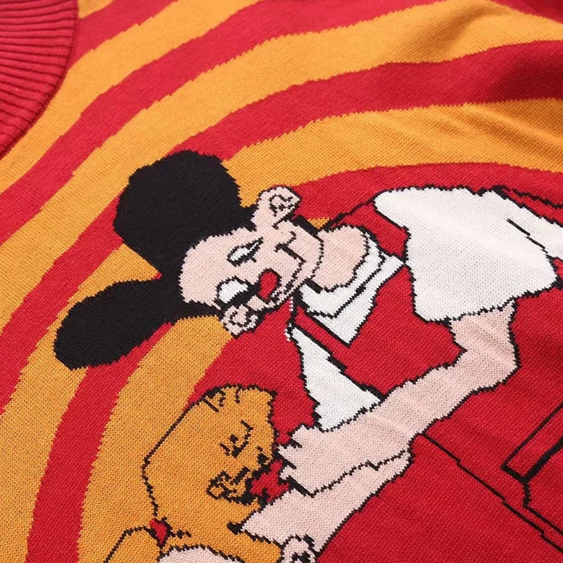 

Japan Style Women's Cartoon Embroidery Knitted Sweaters And Pullovers Winter Thick Girls Knit Jumpe Harajuku Sweater Jacquard