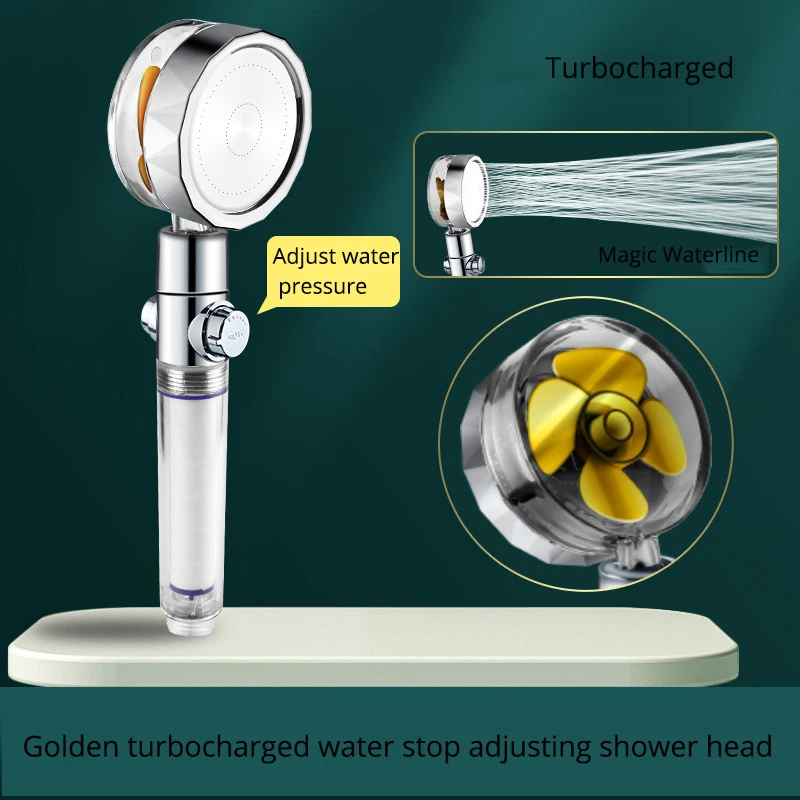 

New Strong Pressurization Spray Nozzle Water Saving Rainfall 360 Degrees Rotating With Fan Washable Hand-held Filter Shower Head