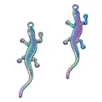 5pcs lizard gecko alloy charms pendant accessories rainbow for jewelry making earring necklace diy metal bulk wholesale