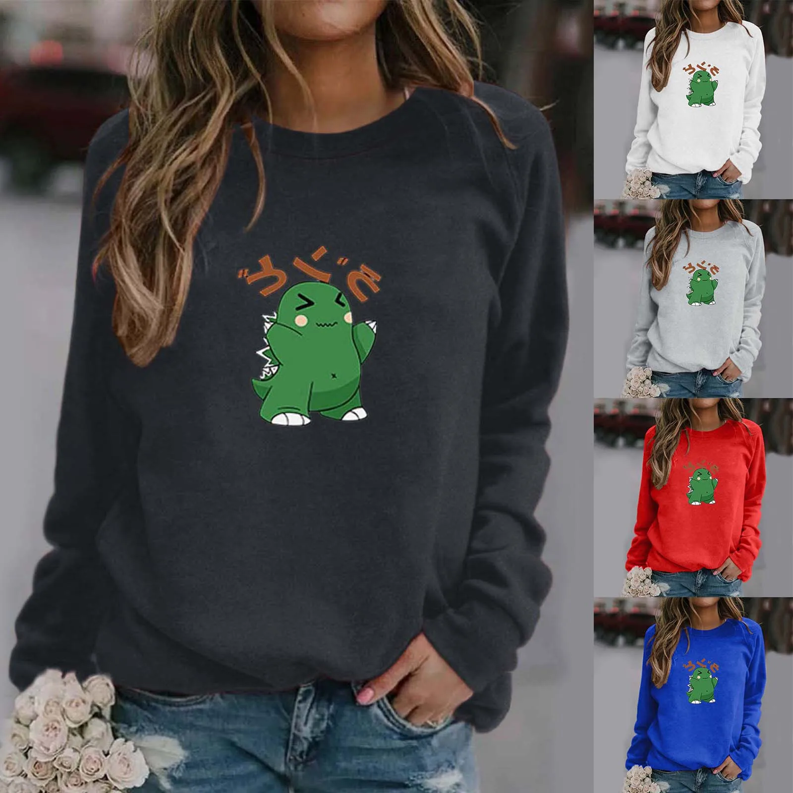 63# Women Hoodies Autumn Winter Sweatshirt Cartoon Fashion Hoody Women's Print Long-sleeved Sweatshirt Casual Blouse Pullover
