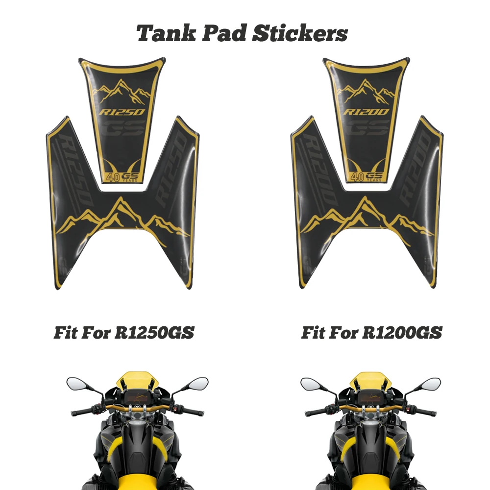 

For BMW R1200GS R1250GS R1200 R1250 GS 2013-2021 With 40 Years GS logo Motorcycle Tank Pad Stickers Emblem Protector Decal Cover