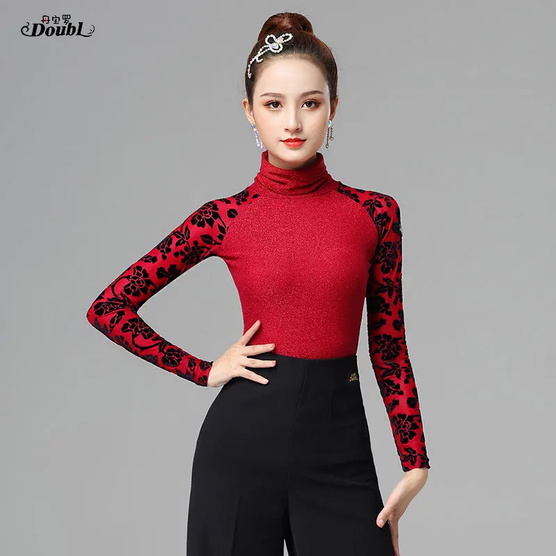 Отличное качество топы для латинских танцев Женская Сексуальная рубашка занятий