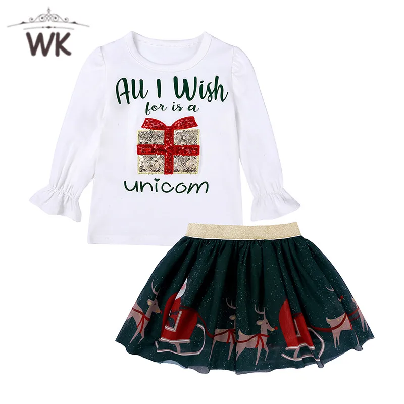Комплект из 2 предметов Рождественская одежда для маленьких девочек От 1 до 6 лет
