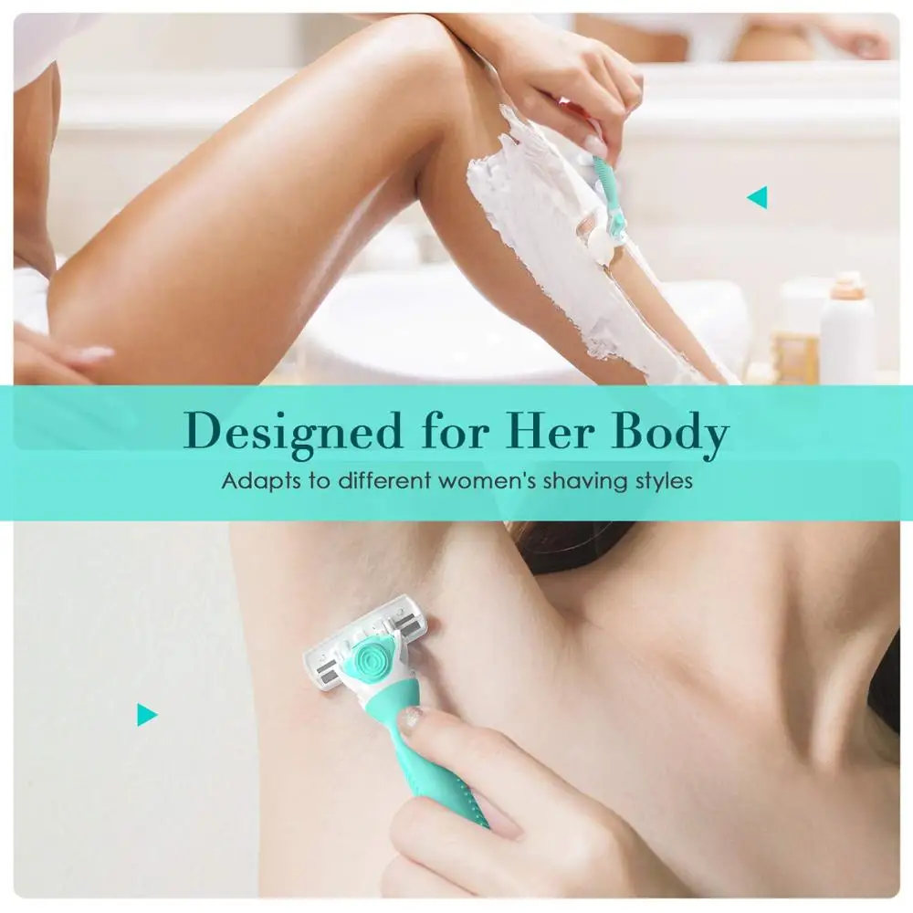 Safety Razor 6-Layer Blade Shaver for Facial Body Women's Suitable Sensitive Skin Shaving Holder and Heads |