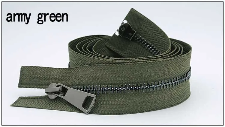 army greenblack 1 шт. 5# черный двойной слайдер Металлические молнии экологически чистые открытые Швейные молнии для пуховиков DIY аксессуары для одежды - Цвет: army greenblack