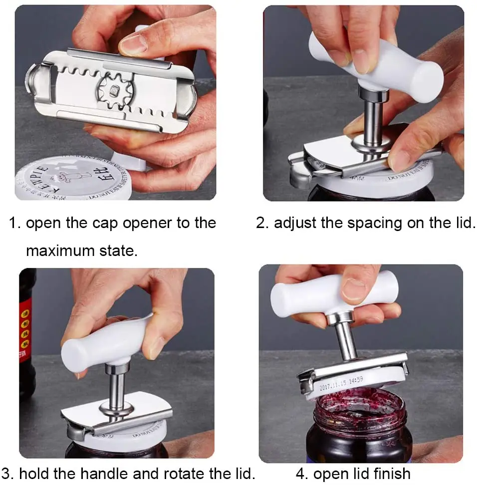 

Jar Opener Adjustable Stainless Steel Lids Off Easy Jar Opening Cap Tools For Weak Hand or Seniors Arthritis
