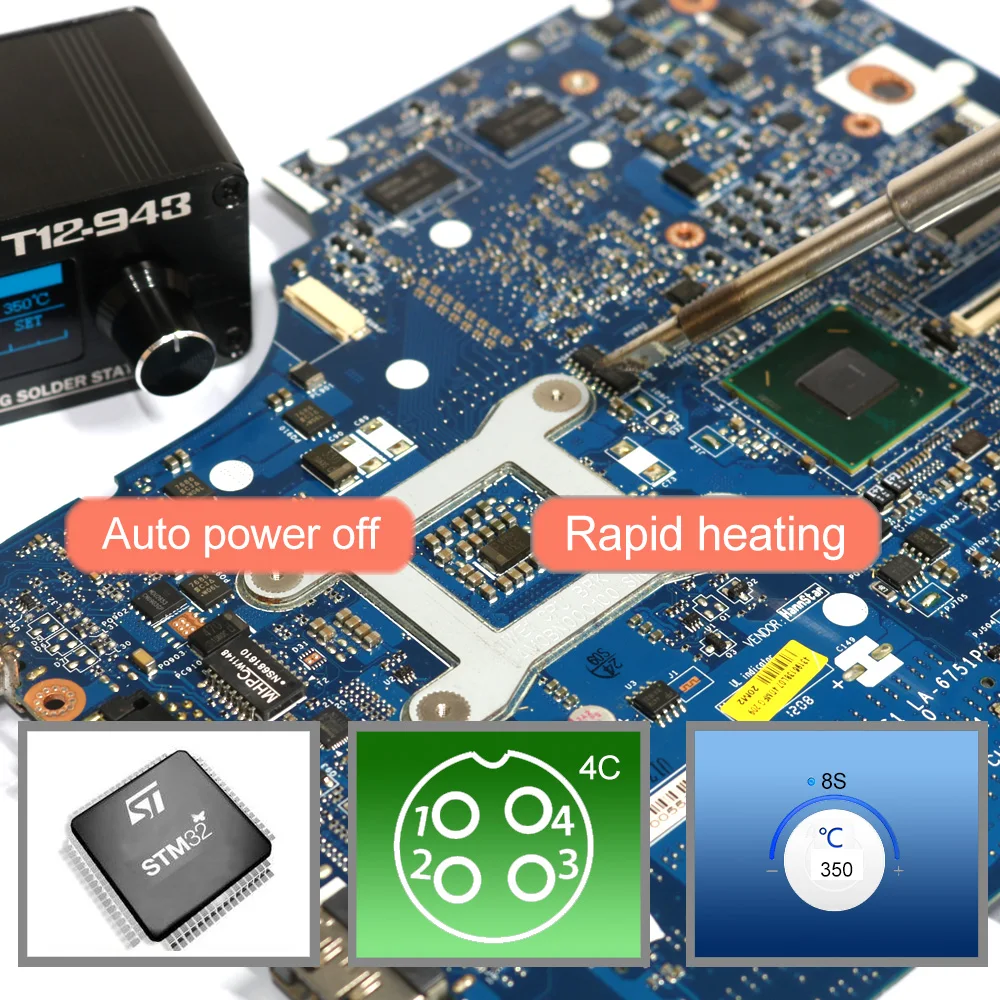 Мини T12-943 OLED-STM32 1,3 дюймов цифровой дисплей паяльная станция электронный сварочный Утюг DC Версия портативный с железными наконечниками