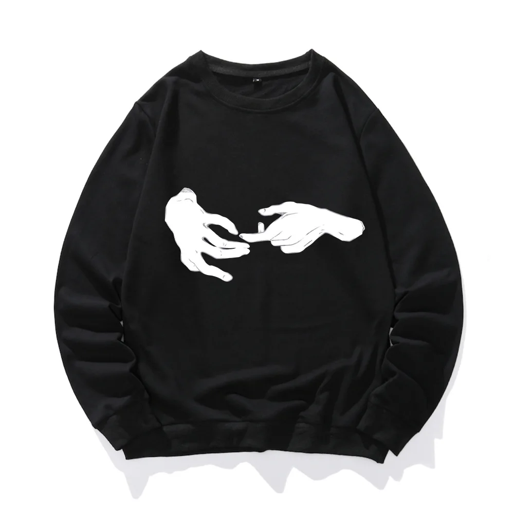 

Свитшот мужской с круглым вырезом, пуловер с открытыми плечами и ручным принтом, спортивный топ, весна-лето 2021