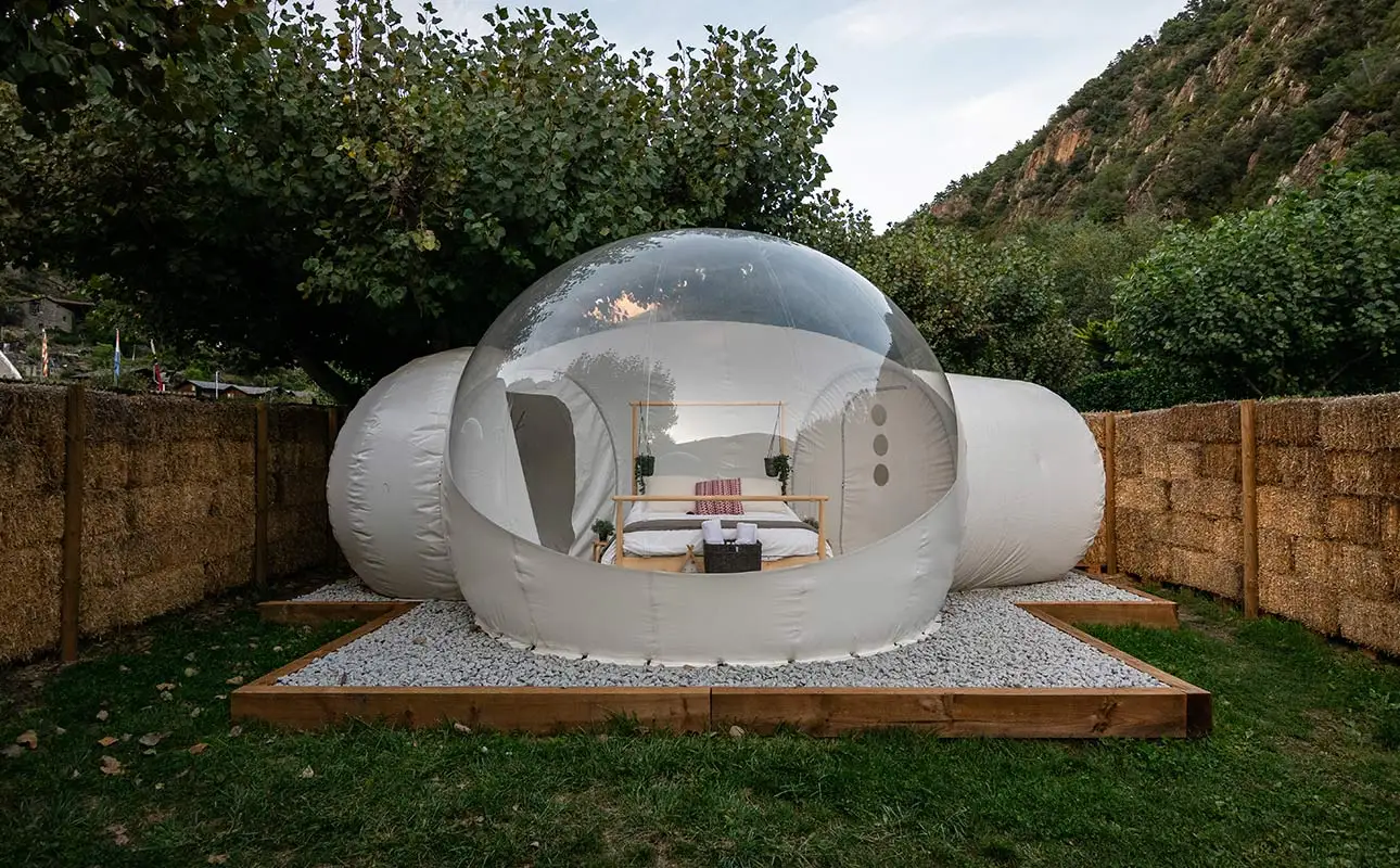 Promotion ! Double Rooms Bubble Tent Customized Logo Igloo With Fan Clear Tree Dome House Hotel Camping |