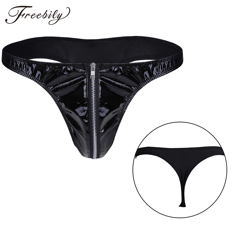

Сексуальные мужские латексные трусы на молнии, сексуальные мужские брифы, нижнее белье для геев, Эротическое нижнее белье, G-стринги и стрин...