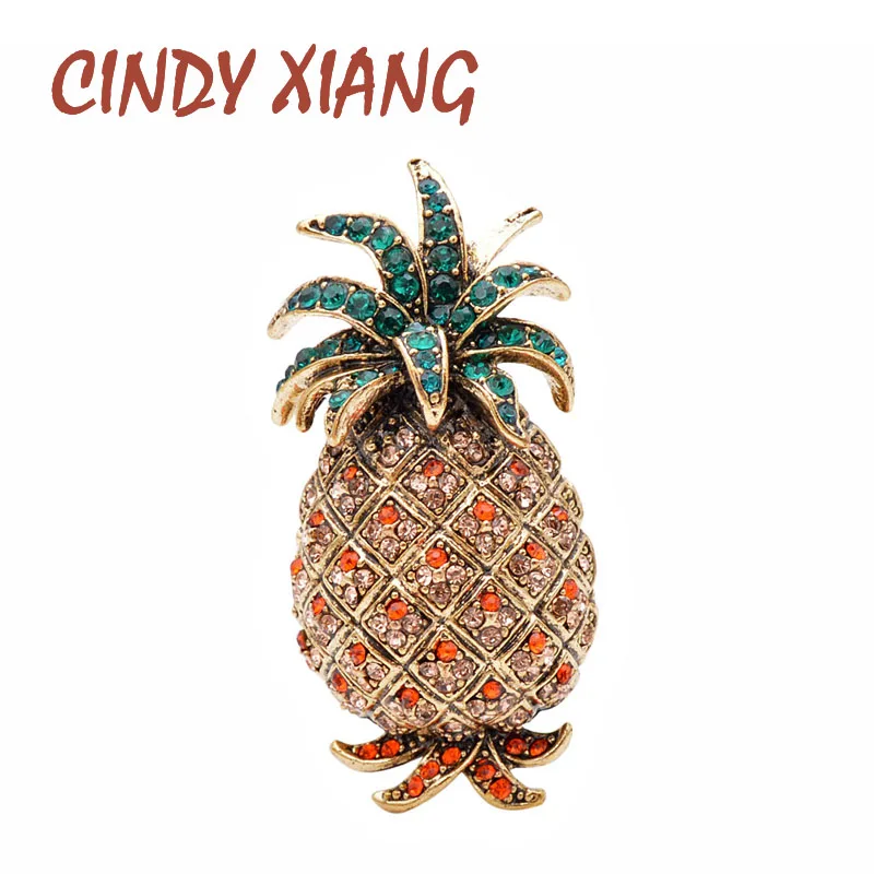 Винтажная женская брошь "Ананас" CINDY XIANG, интересное украшение со стразами для пальто, жакета, рубашки, аксессуар для зимы, осени