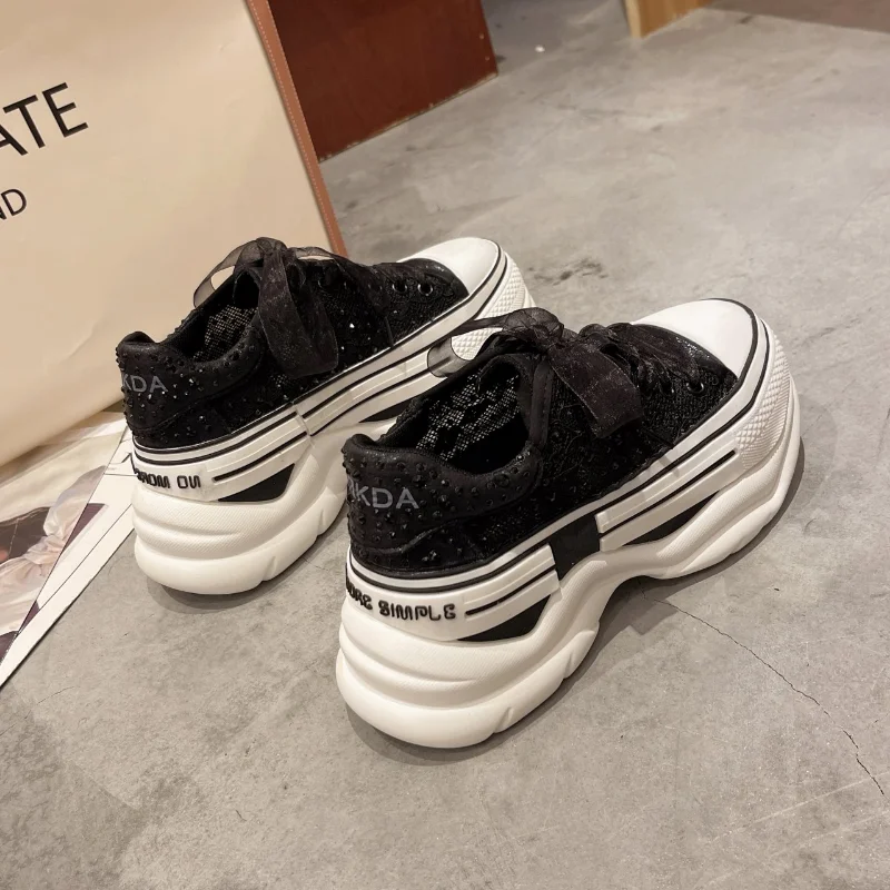 

2021 New Woman Platform Shoes Fashion summer Thick Bottom High Heel Lace Ladies Vulcanized Shoes Female Chunky Sneakers Women