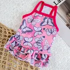 Платье с принтом бабочек и фруктов для собак, летняя юбка для питомца, кружевное платье, кружевная Одежда для собак, милое платье на бретельках для щенков и маленьких кошек