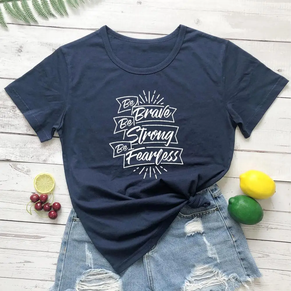 Футболка женская хлопковая с надписью Be Brave Strong унисекс|Футболки| |