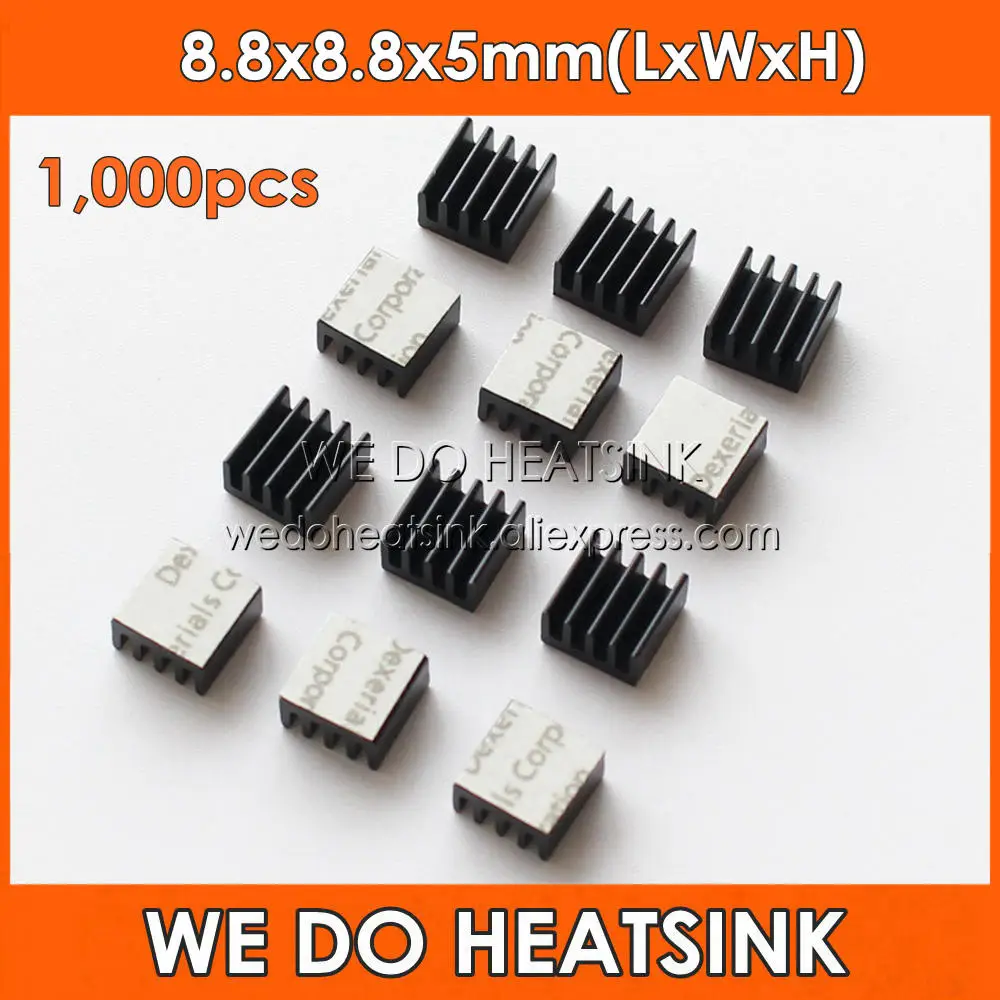 

1,000pcs 8.8x8.8x5mm Tiny Black Aluminum Ram Heatsink With Thermal Double Sided Adhesive Tape