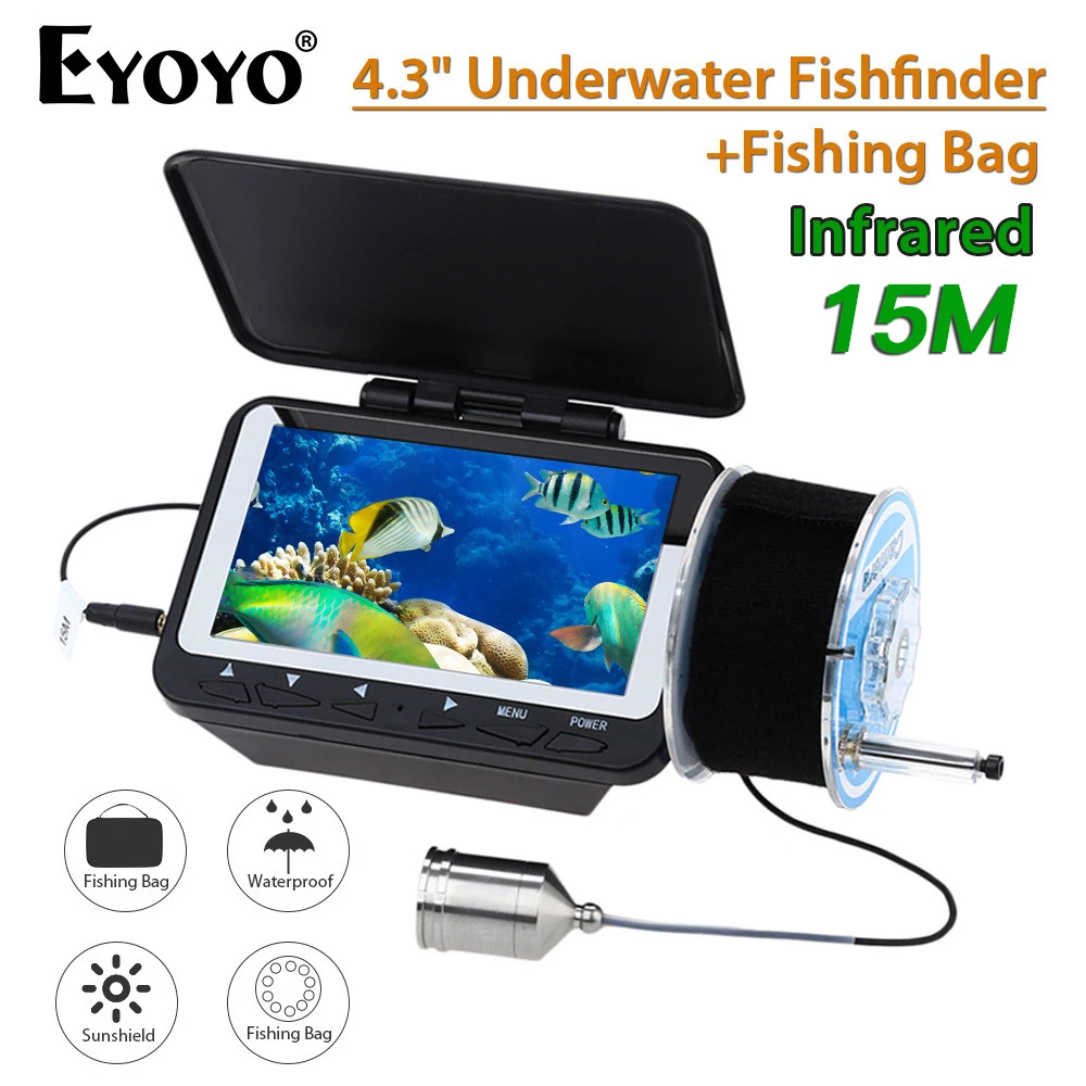 Precio Eyoyo-Cámara De Pesca En Hielo Subacuática F06, 15M, 1000TVL, Monitor LCD De 4,3