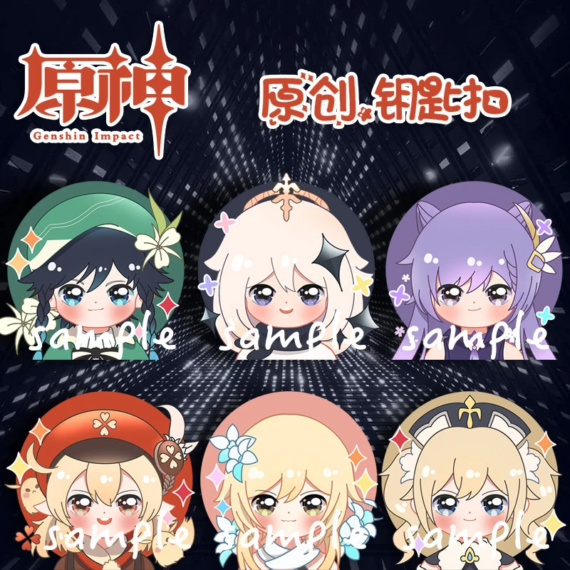 

Anime Keychain Genshin Impact Venti Paimon klee Acrylic Keyring strap Figure set of 6