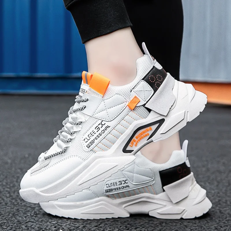 

White Breathable Mesh Sports Running Men's Shoes Cold Adhesive Wear-resistant Rubber Sole Sneakers Four Seasons Casual Man Shoes