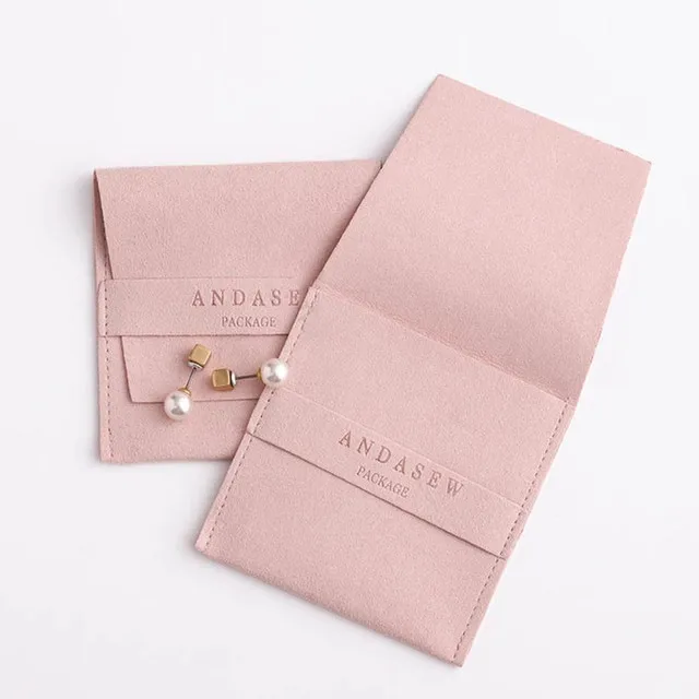 50pcs Customize Business Logo Text Jewelry Packaging Pouches Chic Small Microfiber Bags For Earings Necklace Luxury Jewellery