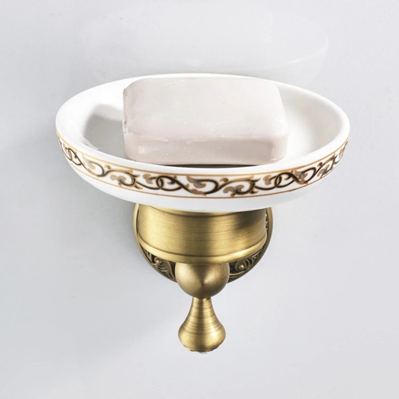 

Antique Brass Bathroom Pendant Soap Dish, Ceramic Soap Dish