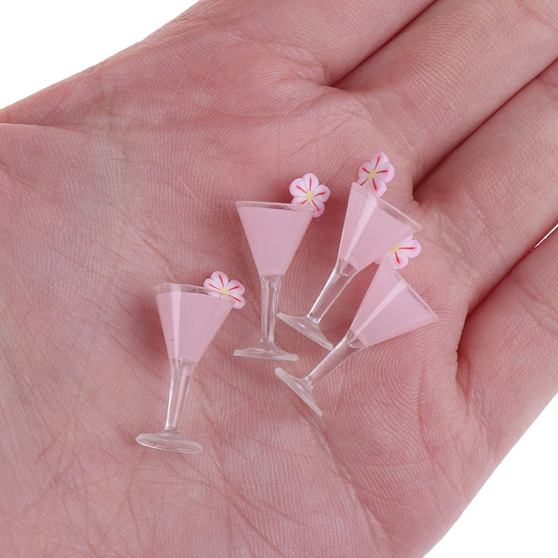 

4Pcs 1/12 Dollhouse Miniature Cocktail Cup Drink Glass Model Toy Dollhouse Decor