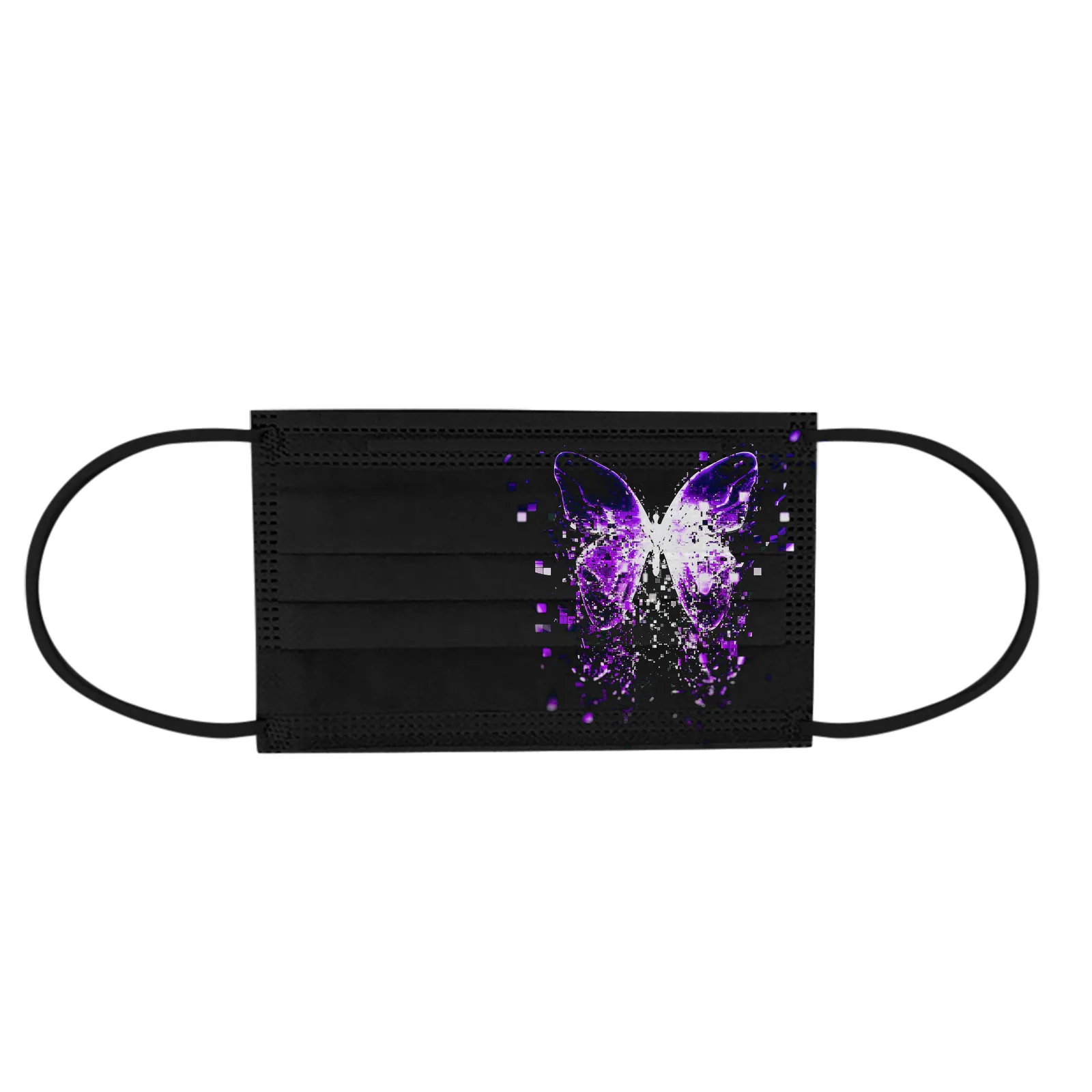 

10PC Black Disposable Face Mask Adult 3Ply Ear Loop Thicken Butterfly Printed Mouth Masks Mascarillas Breathable Dust Mask